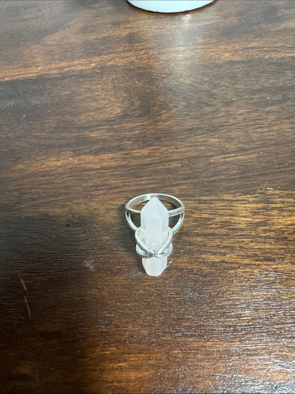 Silver Ring with Pink Crystal Point
